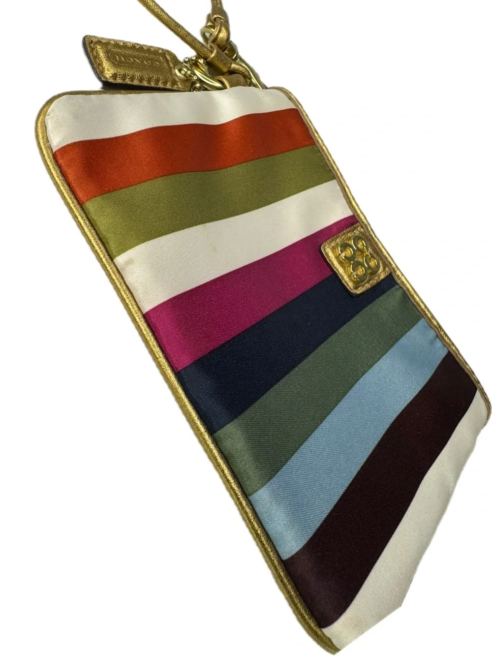 Coach Legacy Stripe 65th Anniversary Satin Wristlet